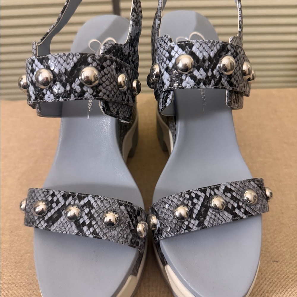 Jessica Simpson light blue and Silver bead balls with Snakeskin Sandals